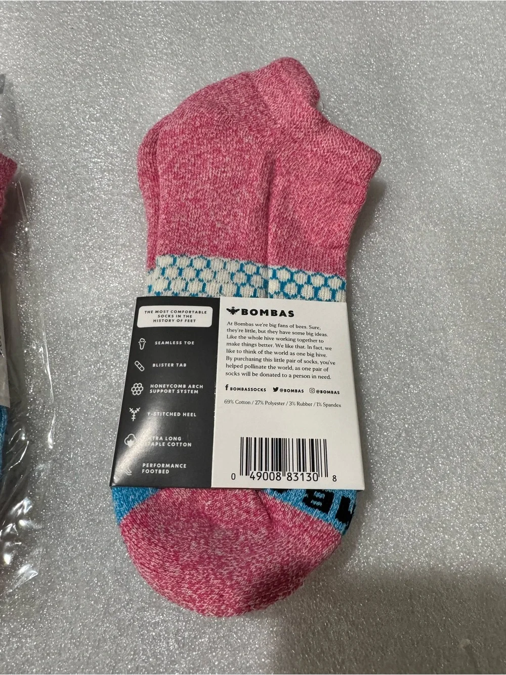 Bombas Pink & Blue Ankle Large Socks (3 Pack) NWT